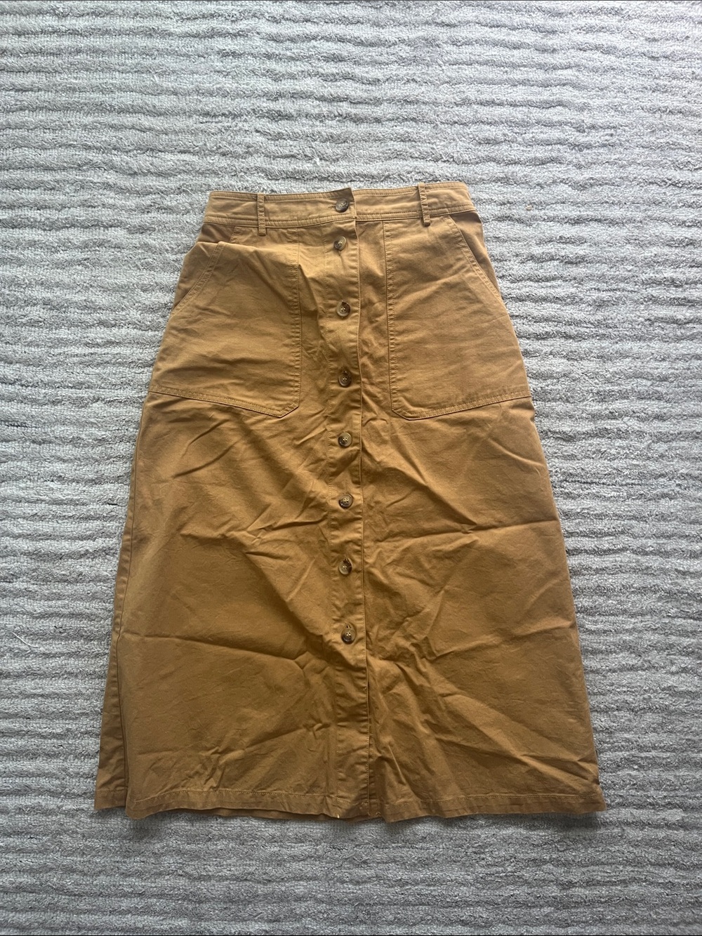 FRNCH Button-Front Midi Skirt in Camel Brown